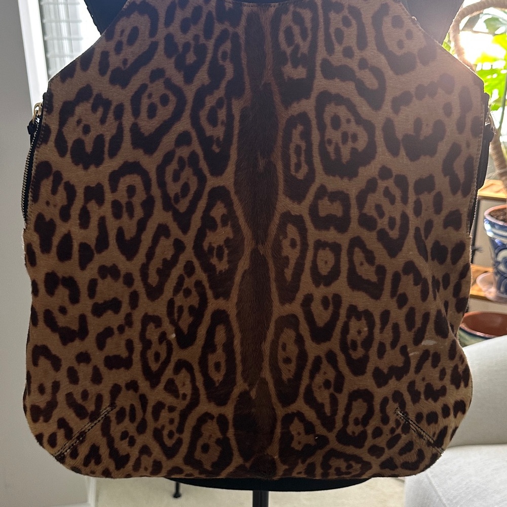 Yves Saint Laurent Brown Leopard Print Tote - Picture 3 of 8